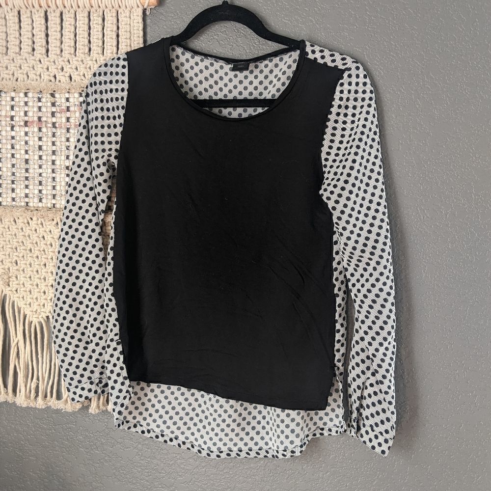 Ann Taylor Mixed Fabric Long Sleeve